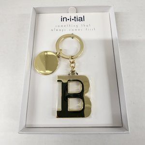 Newf Initial Keyring Keychain - Goldtone B